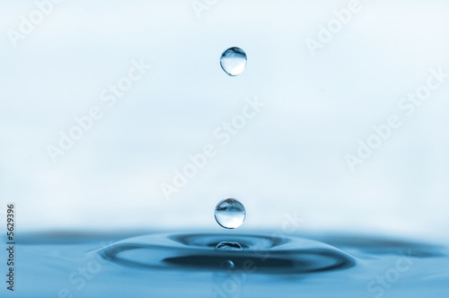 isolated water droplets, one on top and one on the surface