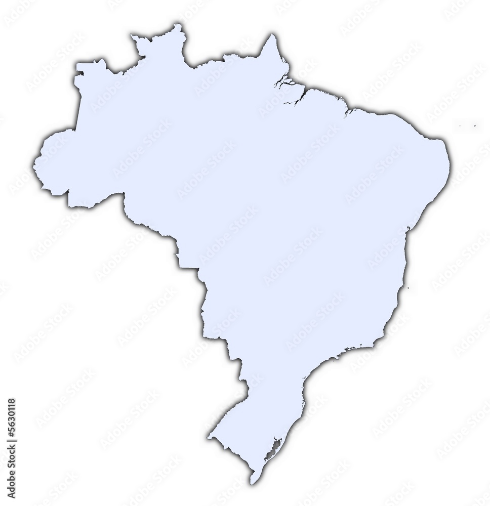 Brazil light blue map with shadow