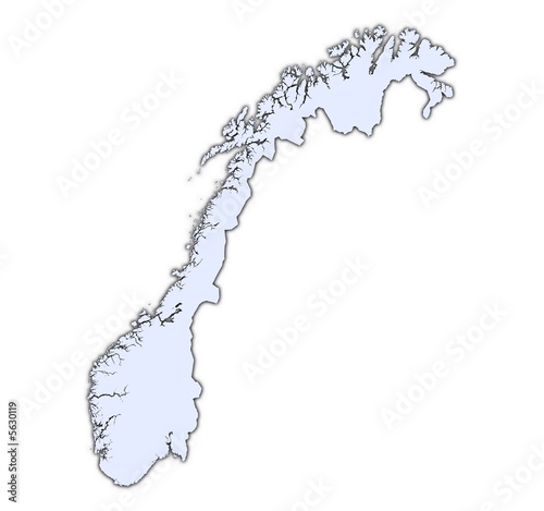Norway light blue map with shadow