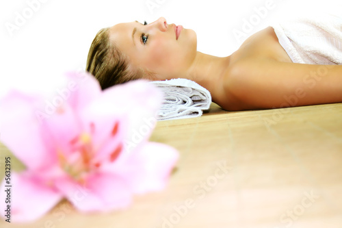 woman is relaxing in spa