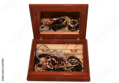 Jeweller ornament in a wooden casket. 