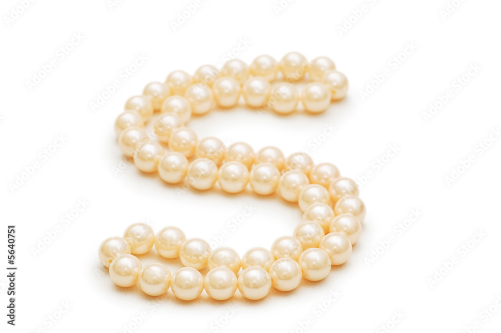 Pearl necklace isolated on the white background Pearl necklace isolated on the white background
