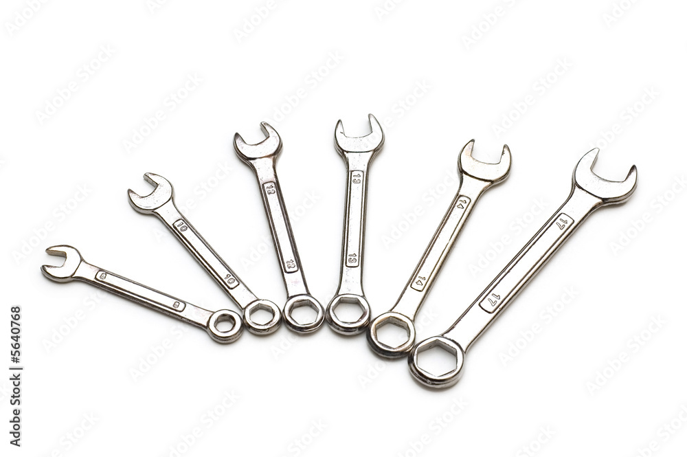 Various spanners isolated on the white background Various spanners isolated on the white background