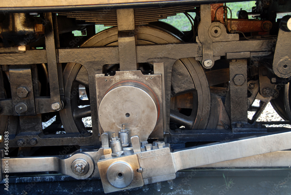 lower part of a runing steam locomotive lower part of a runing steam locomotive