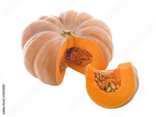 Close-up view of pumpkin isolated on white