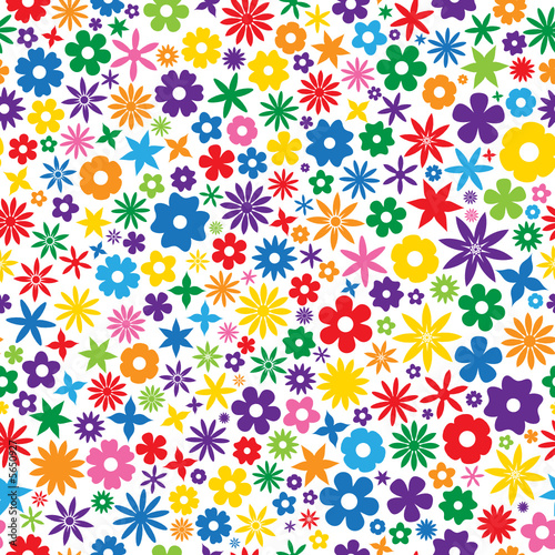 Seamless Repeating Colorful Flower Tile