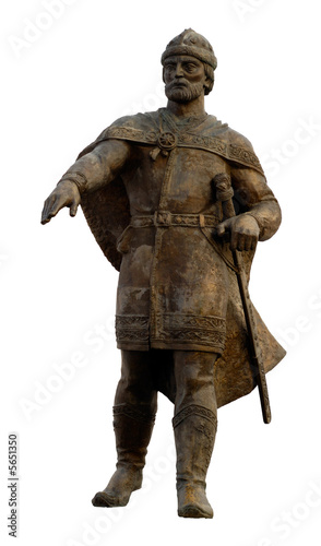Statue of russian warior isolated with clipping path over white