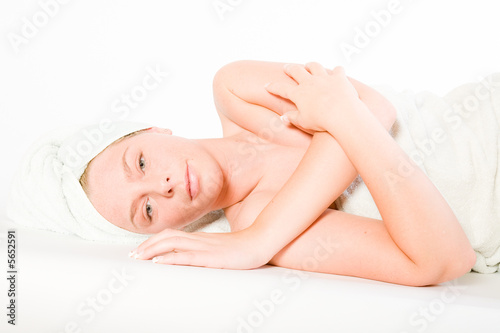 Wellness girl series laying down resting