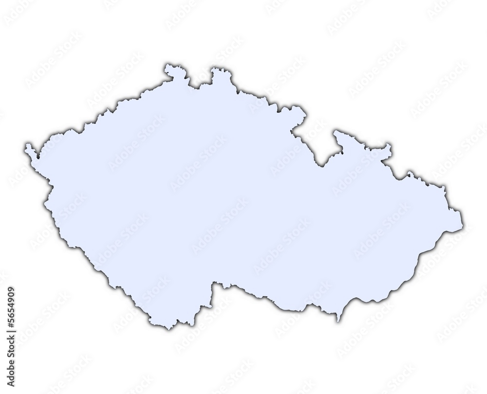 Czech Republic light blue map with shadow