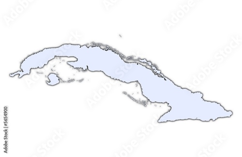 Photography Cuba light blue map with shadow