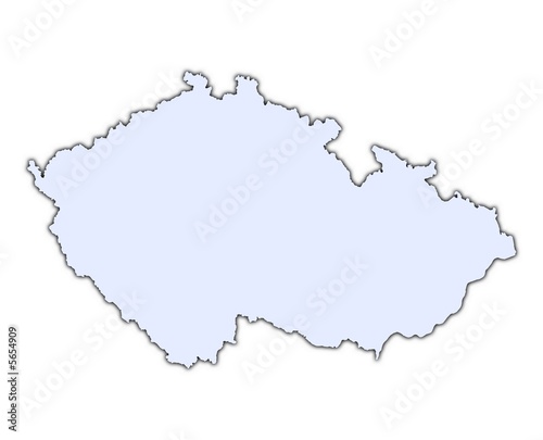 Czech Republic light blue map with shadow