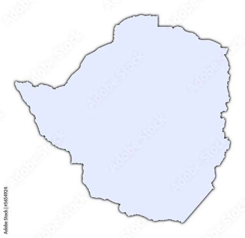 Zimbabwe light blue map with shadow