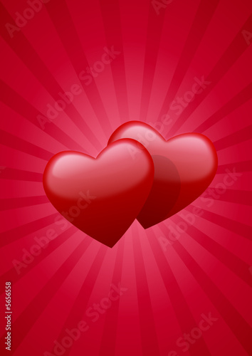 Coeurs rouge et fond rouge