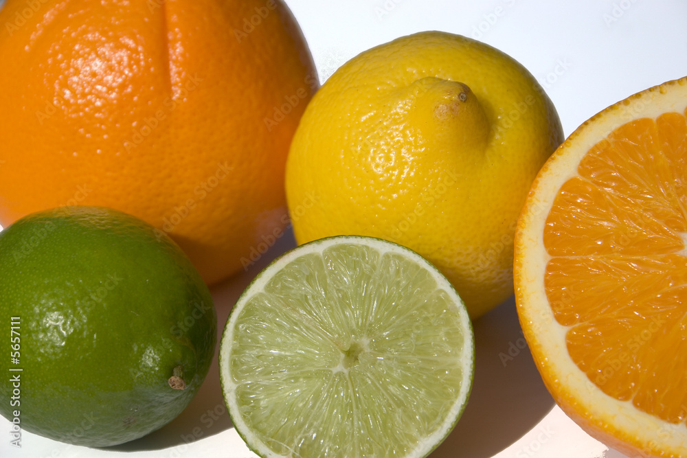 Close-up of lemon and orange