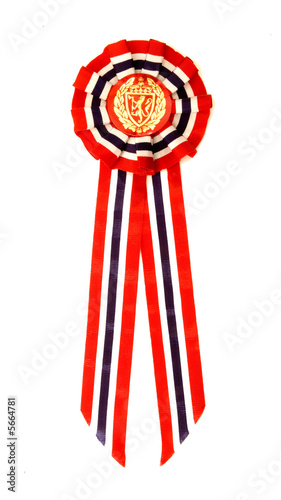 Red, white and blue Norwegian national day ribbon