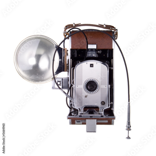 Fotografie Vintage instant film camera with flash and cable release