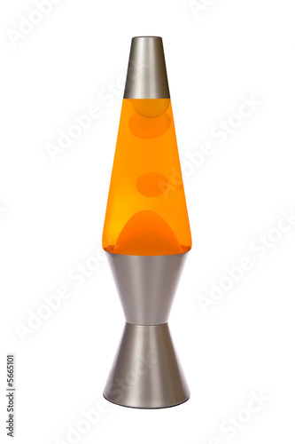 Orange silver lava lamp isolated on white