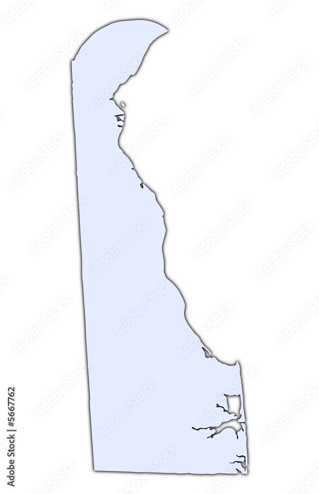 Delaware (USA) light blue map with shadow