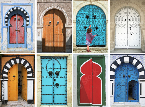 mosaic of arabic doors - tunisia - north africa 