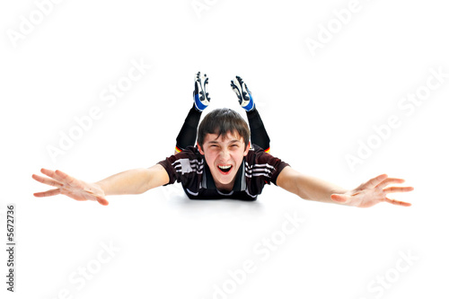emotional player in football isolated on white background