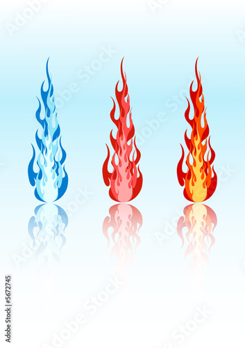 Obraz na płótnie Set of 3 vector colored flames w salonie