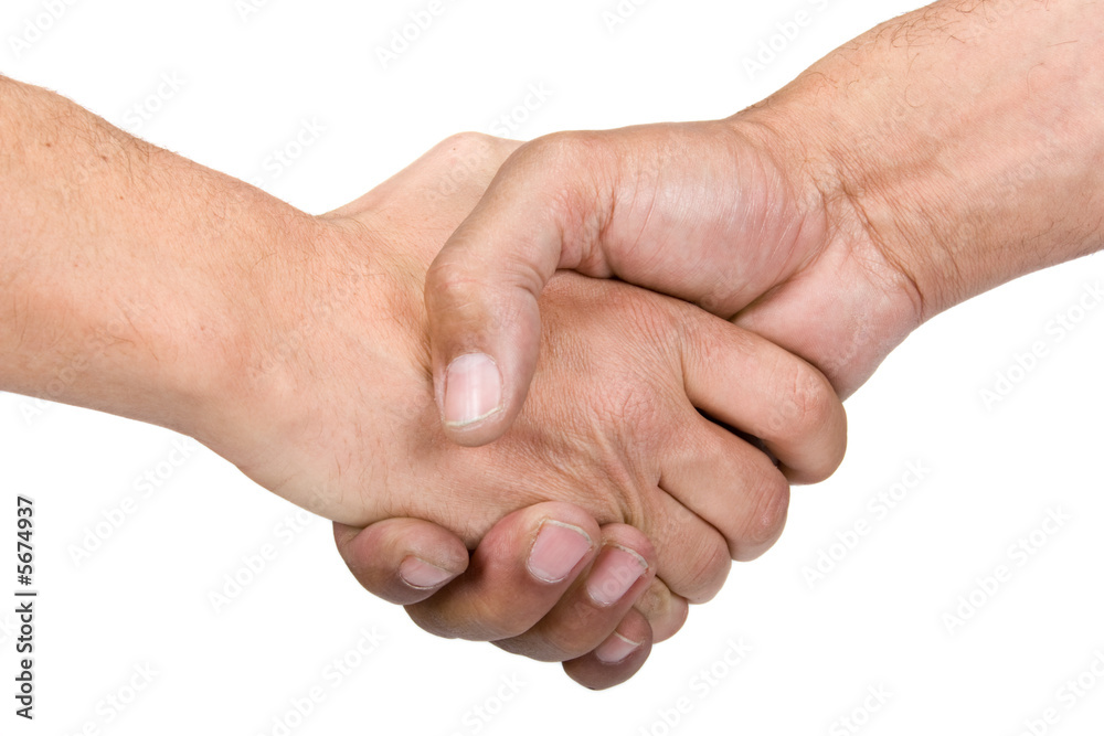 Two man shaking hands, isolated on white Two man shaking hands, isolated on white