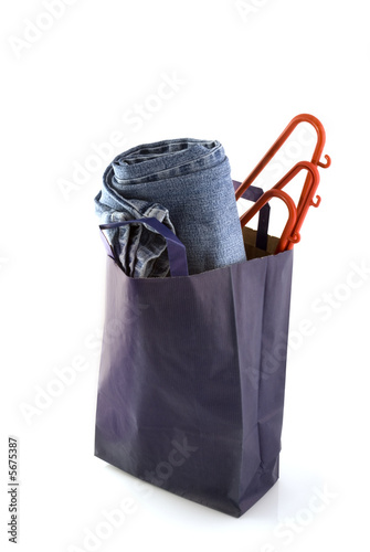 bought blue-denim in a blue paper bag photo