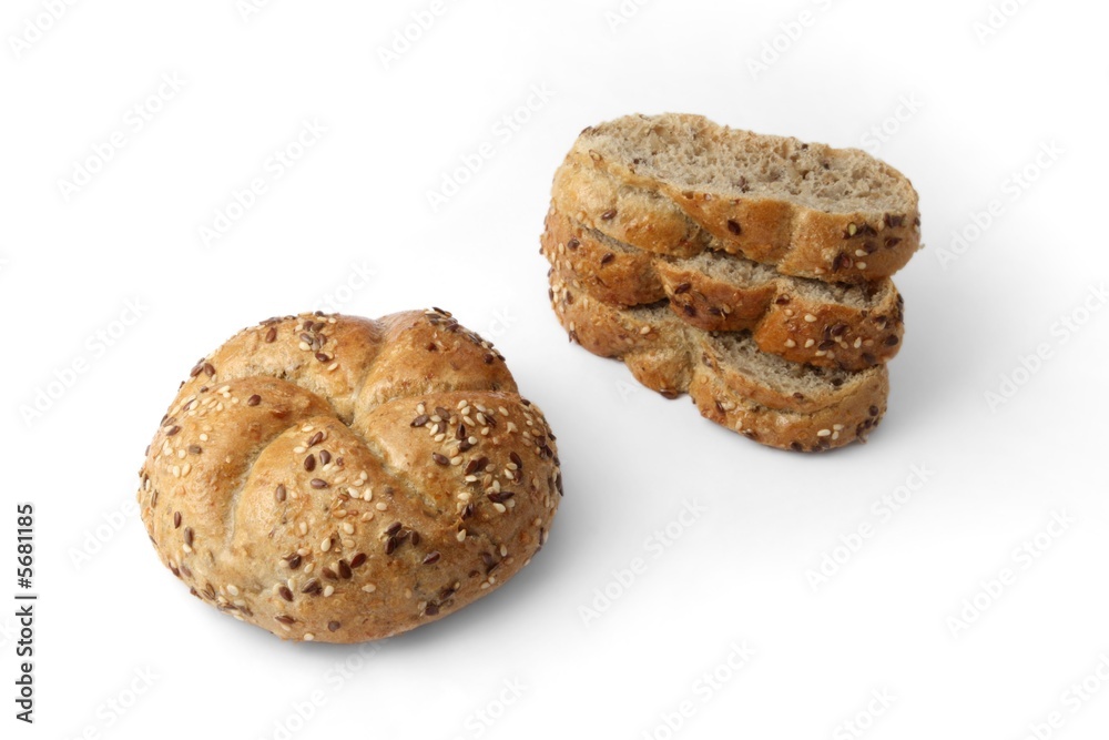 Fresh baked cereal rolls isolated on a white background Fresh baked cereal rolls isolated on a white background