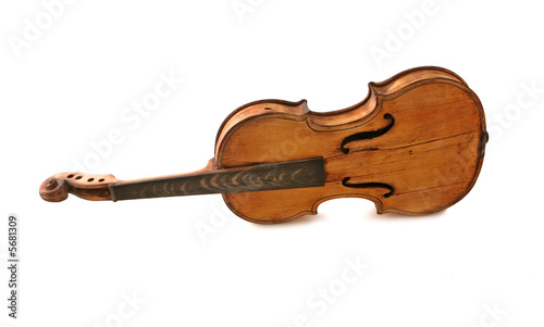 Close-up of the body of antique violin photo