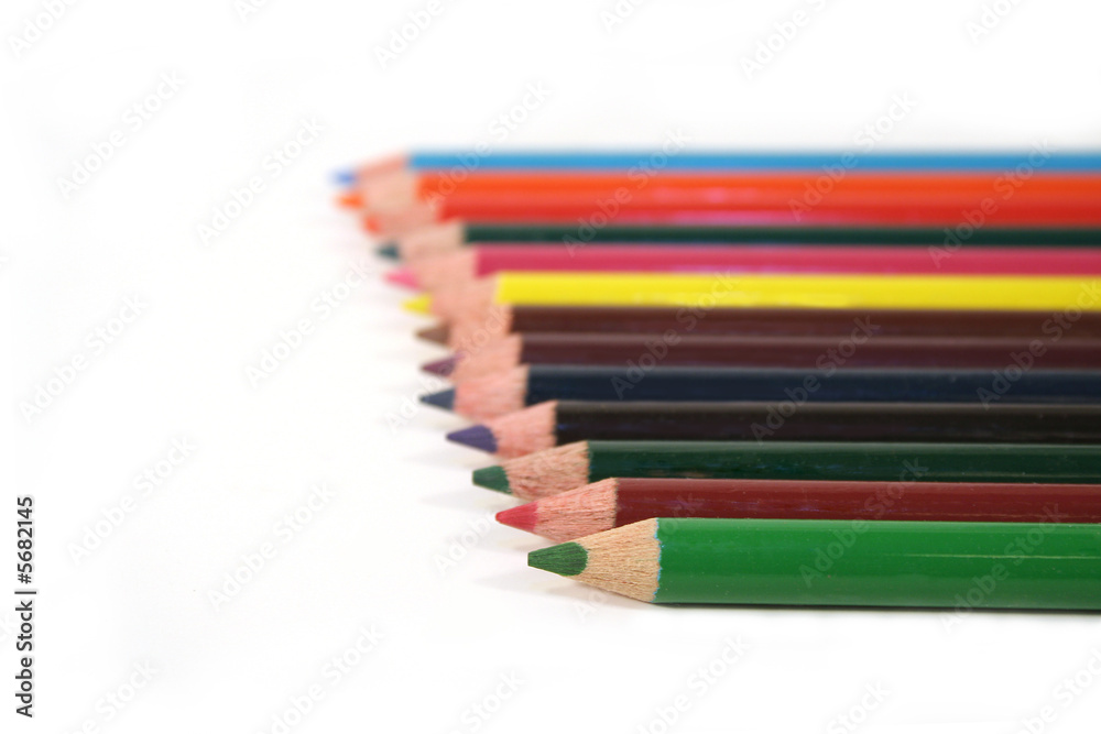 Row of colored pencils with shallow DOF Row of colored pencils with shallow DOF