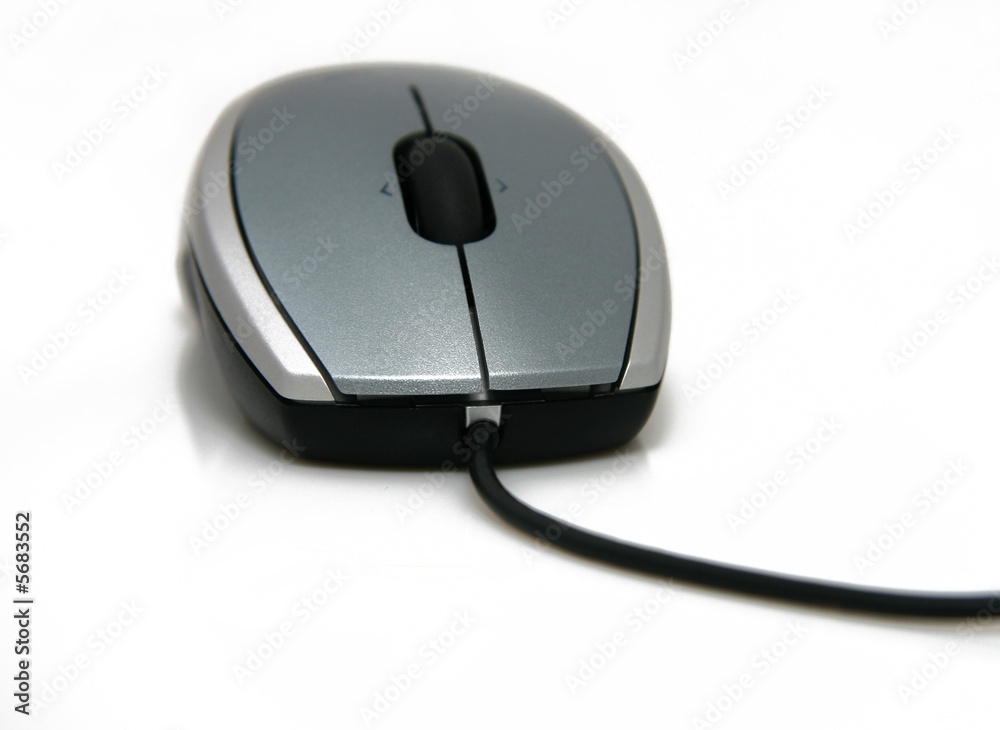 The computer mouse with two buttons on a white background. The computer mouse with two buttons on a white background.