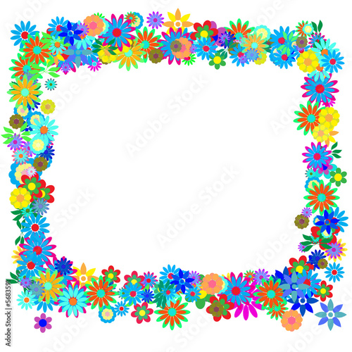 Vector - Frame formed by hundreds of flowers or floral patterns.