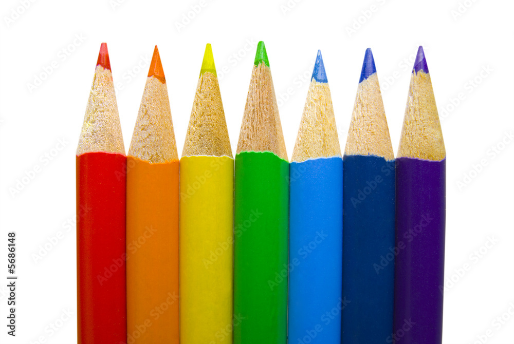 Coloured pencils arranged in rainbow spectrum order Coloured pencils arranged in rainbow spectrum order