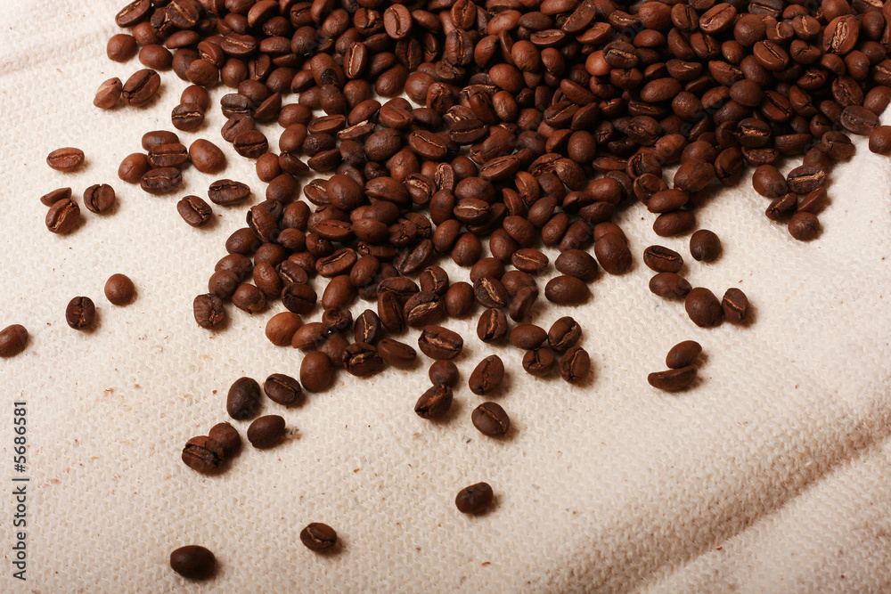 fresh coffee beans on canvas fresh coffee beans on canvas