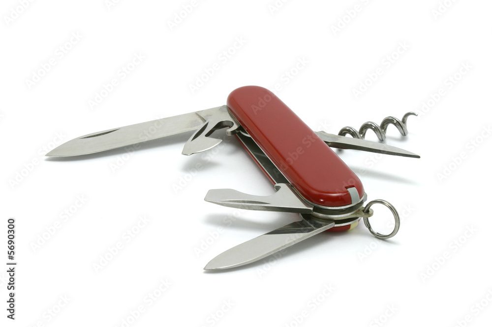 Multipurpose Swiss army knife on white background Multipurpose Swiss army knife on white background