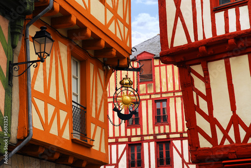 Colorful medieval houses in Vannes, Brittany, France photo