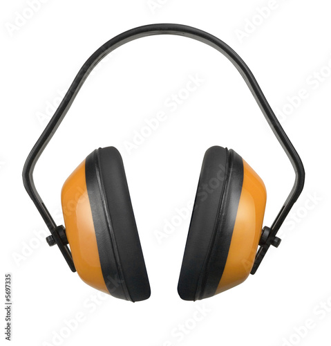 Black and orange plastic earphone protectors