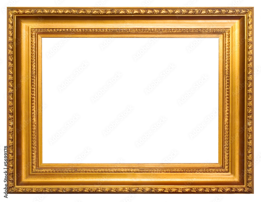 Gold frame with clipping path over white background Gold frame with clipping path over white background