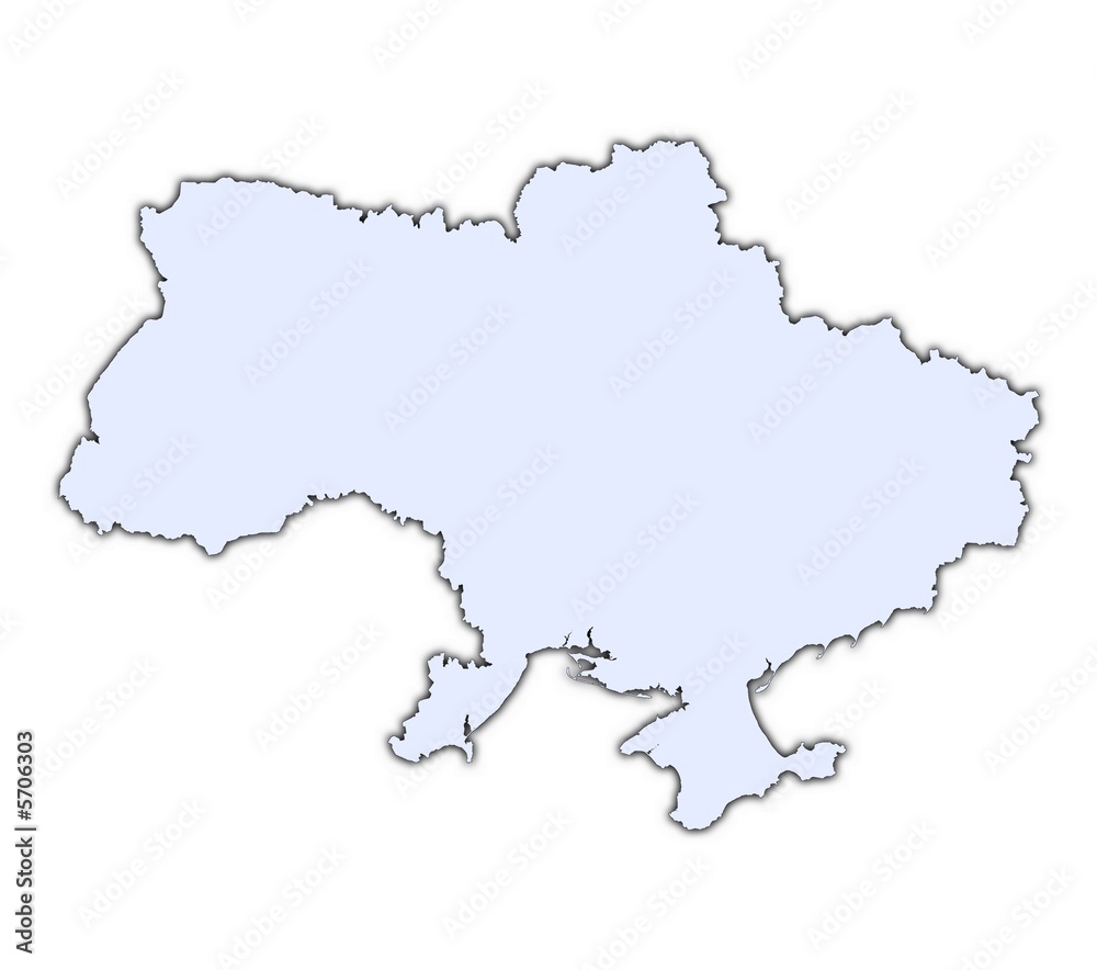 Ukraine light blue map with shadow