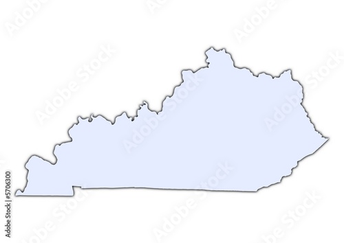 Kentucky (USA) light blue map with shadow