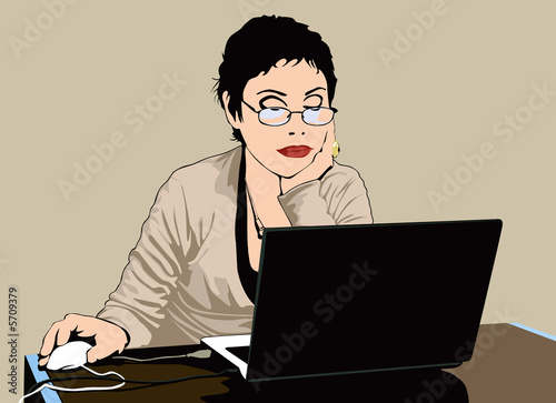 Young woman working with a computer