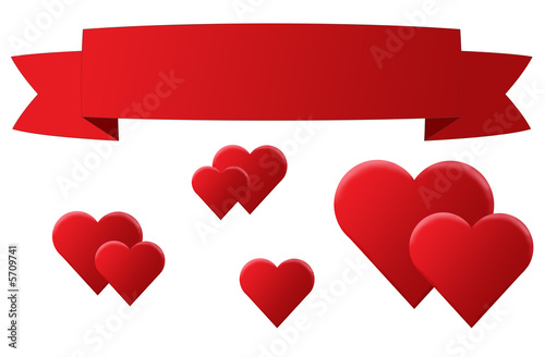 Red hearts and a ribbon