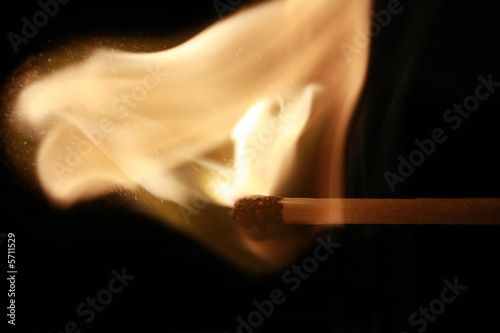 In flames