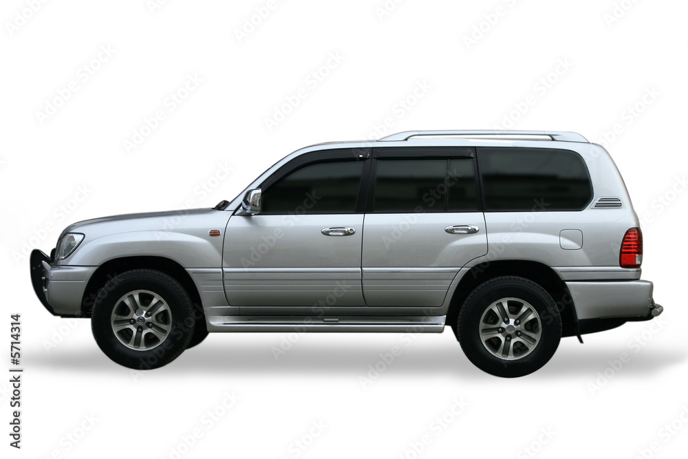 The machine toyota-landcruiser grey color on a white background