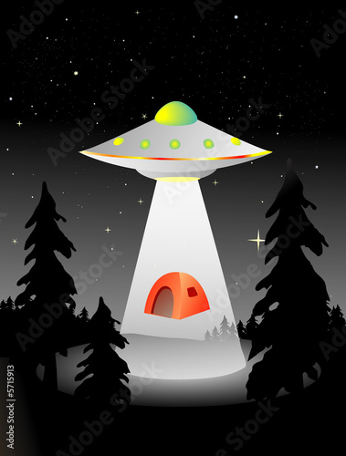 flying saucer abducting some campers in the middle of the night