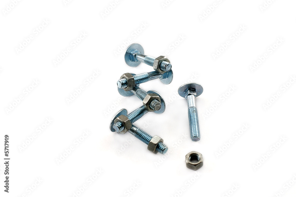 Nut and bolts on white background Nut and bolts on white background