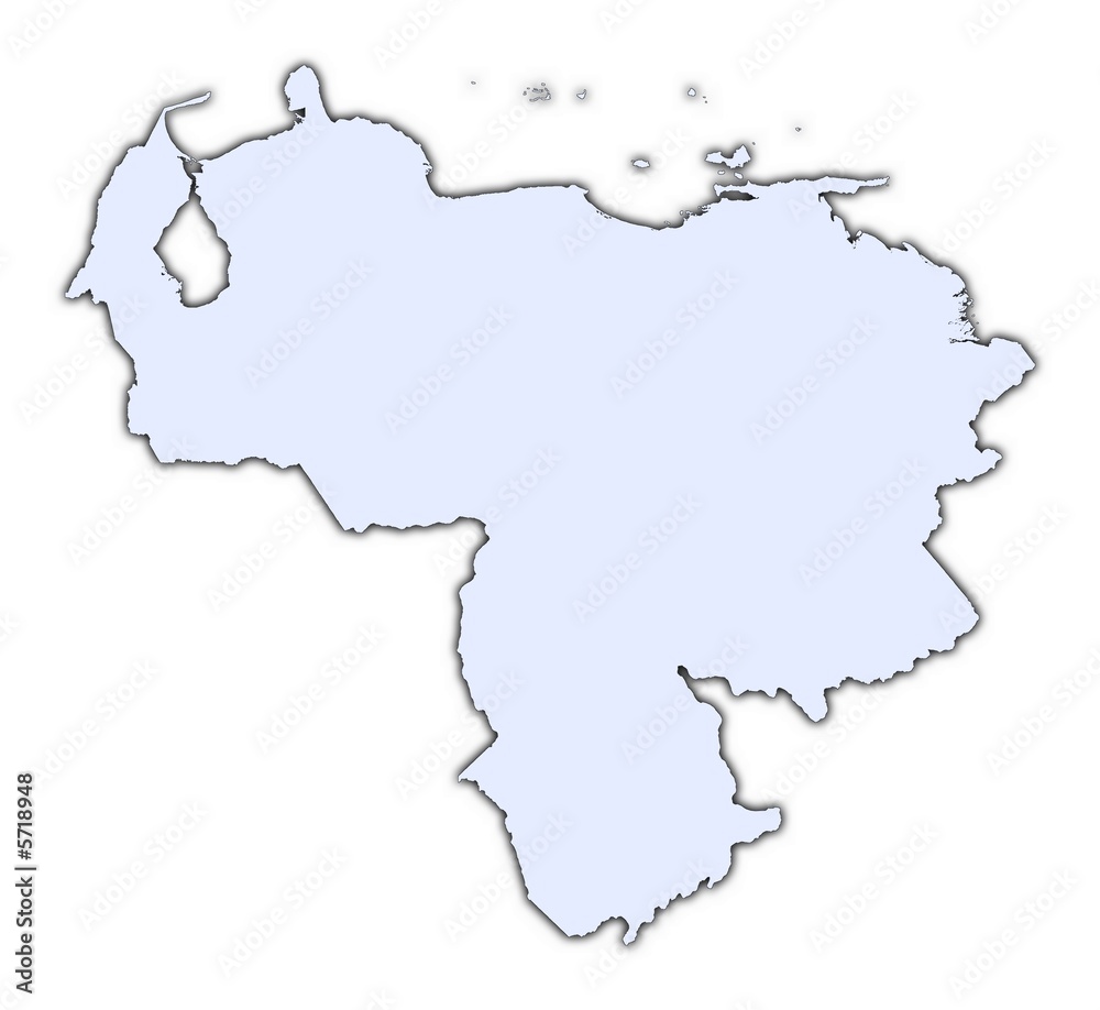 Venezuela light blue map with shadow