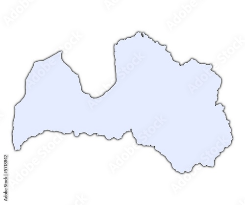 Latvia light blue map with shadow