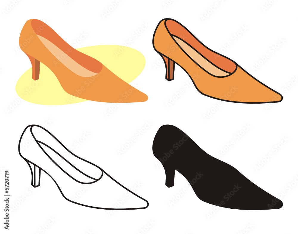 Illustration of female shoe in four versions Illustration of female shoe in four versions
