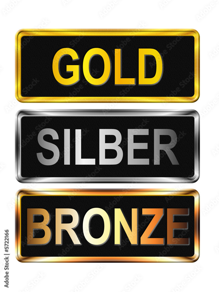 Button: Gold, Silber,Bronze Button: Gold, Silber,Bronze